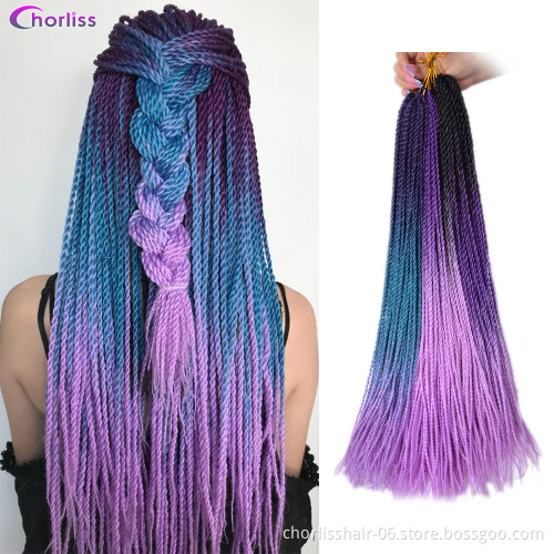Hot Selling Cheap 24inch Ombre Black Blonde Senegalese Twists Synthetic Braiding Hair Extension Crochet Braid Twist For Women